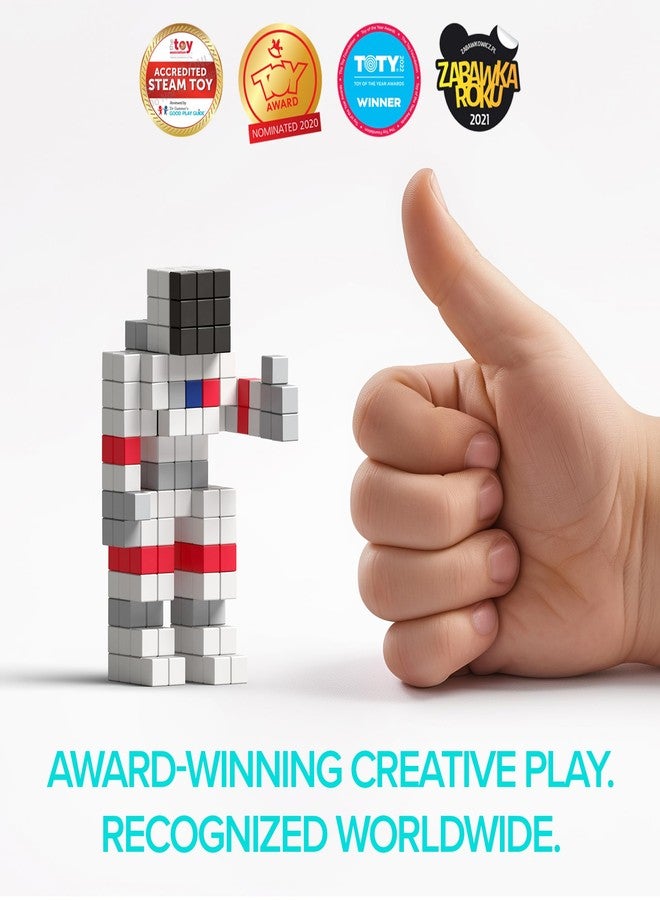 PIXIO-50 - Tiny Magnetic Blocks Building Toy in The Pixel Art Style with Free App - 5/16" Plastic Cubes with 6 Magnets Inside - Open Ended Toy - Creativity Toy for Ages 6+ - Image 4